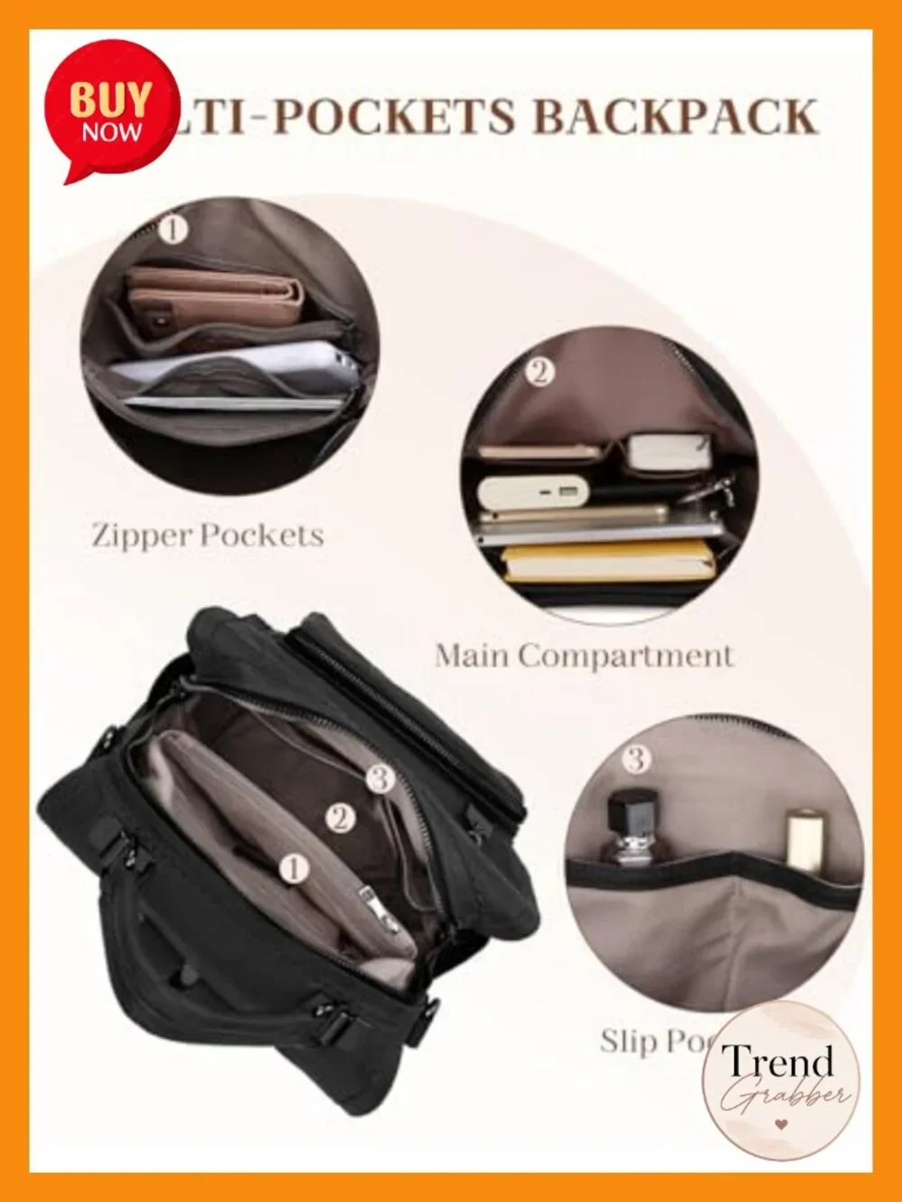 Vegan Leather Fashion Backpack Purse for Women, 3 Ways to Carry, Travel School